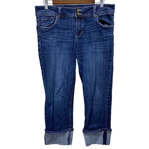 Kut from the Kloth Denim - KUT from the Kloth Jeans Womens Size 10 Cuffed Cropped Straight Leg Dark Wash